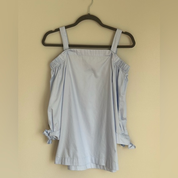 Tyler Boe Tops - Tyler Boe Cali Top Blue Off Shoulder Cotton Size Small Adjustable Strap Bow slv